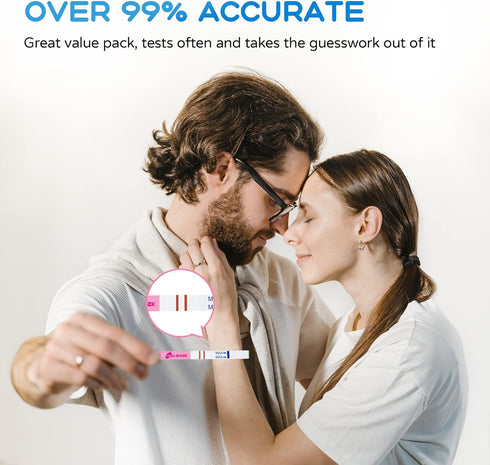 Pregnancy Tests with Cup, 50 Bulk Strips for Home Detection, Over 99% Accuracy, Individually Wrapped