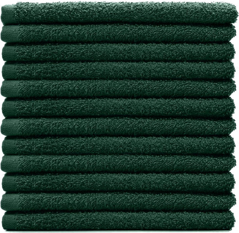Dan River 100% Cotton Bar Mop Cleaning Kitchen Towels | Highly Absorbent, Quick Dry, Pack of 12, 16x19, Hunter Green