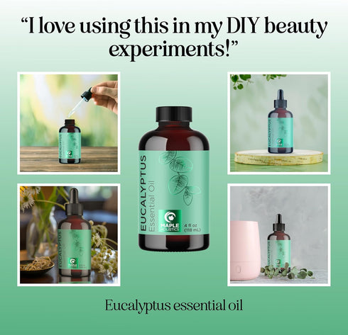 Pure Eucalyptus Essential Oil 4oz, Invigorating Home Spa Aromatherapy and Natural Bath Oil for Diffuser and DIY Skin
