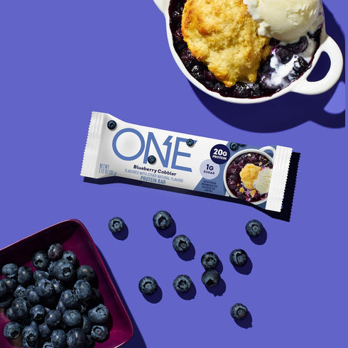 ONE Protein Bars, NEW Recipe Blueberry Cobbler, Gluten Free with 20g Protein, 1g Sugar, 2.12 oz (12 Count)