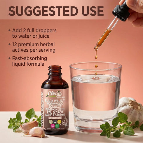 para Defend Wormwood Black Walnut Cleanse for Humans Drops Liquid Soursop Garlic Pumpkin Seed PAU D'Arco Oil of Oregano