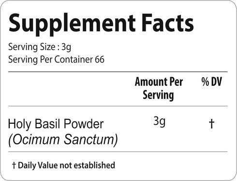 bixa BOTANICAL Tulsi Leaves Powder (Holy Basil Leaf), 7 Oz / 200g, Pack of 1 for Immunity Support