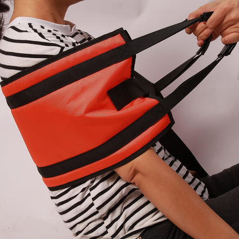Transfer Belt with PU Handle for Patient Lift Sling, Elderly Safety Lifting Aids, Home Bed Assist (Orange)