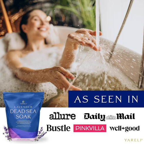 Yareli Dead Sea Bath & Foot Soak, Lavender Magnesium Bath Salt Flakes, 5lbs with Over 250,000mg of Elemental Magnesium