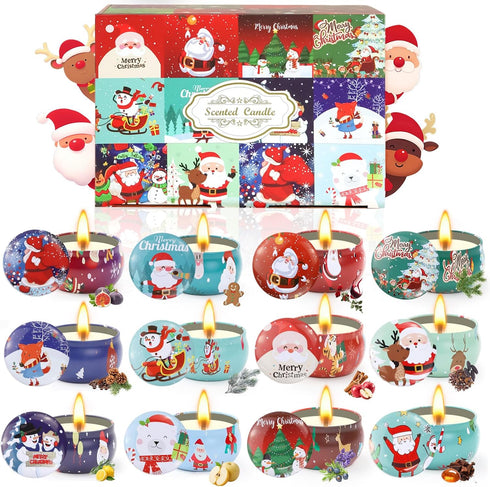 Obcxin Christmas Scented Candle Gift 12 Pack, Christmas Candles for Home Scented, 100%