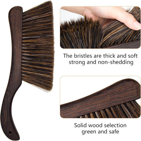 VMVN Hand Broom Brush, Soft Bristle Cleaning Brush for Counter Dusting, Wooden Handle Bed Brush for Furniture