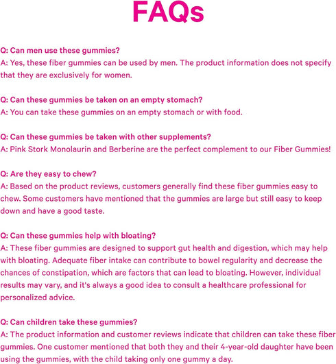 Pink Stork Prenatal Fiber Gummies for Women - 3g Prebiotic Inulin, Natural Pregnancy & Postpartum Stool Softeners
