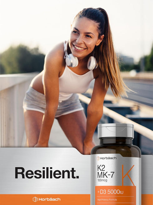 Horbaach Vitamin D3 K2, 5000iu of Vitamin D & 100mcg MK-7 Complex, 180 Softgel Capsules