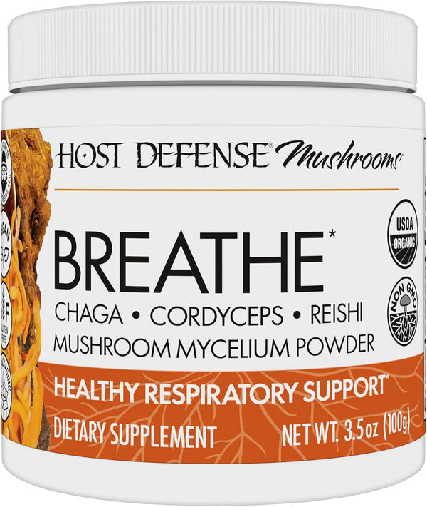Host Defense Breathe* Powder - Immune & Respiratory Support Mushroom Supplement -