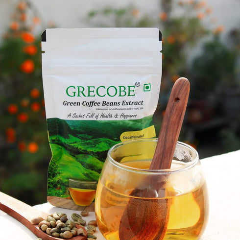 100% Pure Green Coffee Beans Extract, 50% Chlorogenic Acids, Decaffeinated, 100 Sachets
