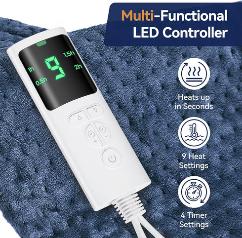 VSTKEN 24"x12" 9 Settings 4 10FT Heating Pad for Back Pain Relief, Electric Heat Pad for Neck, Shoulders, Cramps
