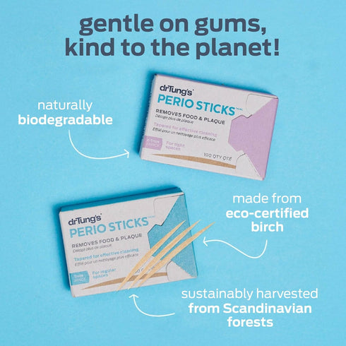 drTung's Dental Sticks for Teeth & Gum Cleaning, Soft Floss Picks for Oral Care, Interdental Plaque & Food Remover