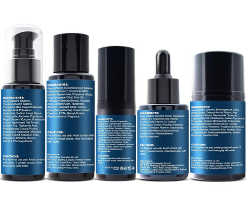 Men's Anti Aging Skin Care Kit - Unique Gifts for Him with Facial Cleanser, Scrub, Cream, Serum, Eye Cream