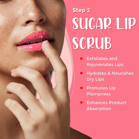 6-in-1 Lip Care Kit with Lip Sleeping Mask, Silicone Brush, Sugar Scrub, Sheet Mask for Luscious, Soft Lips
