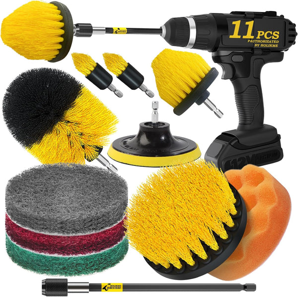 Holikme 11 Piece Drill Brush Attachment Set, Power Scrubber Brush for Bathroom, Floor, Tub, Shower Cleaning