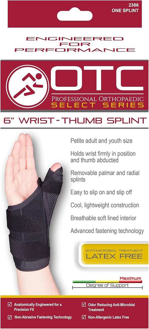 OTC Wrist-Thumb Splint, 6-Inch, Select Series, Small for Right Hand
