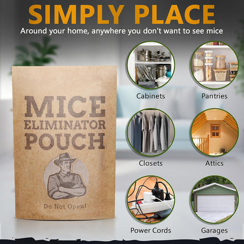 10 Pack All-Natural Mice Repellent Pouches, Harmless Peppermint Essential Oil Mouse Deterrent, Keep Mice Out