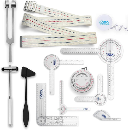 ASA TECHMED Complete Goniometer Set for Occupational Therapy, Physical Therapy - Includes