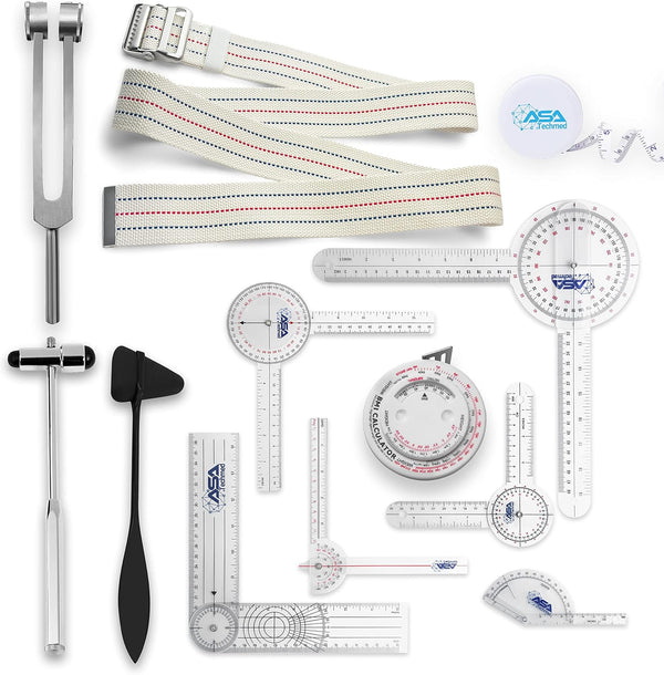 ASA TECHMED Complete Goniometer Set for Occupational Therapy, Physical Therapy - Includes
