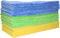 POLYTE Microfiber Cleaning Towel Ultrasonic Cut Edgeless (16x16, 24 Pack, Premium, Blue, Green, Yellow)