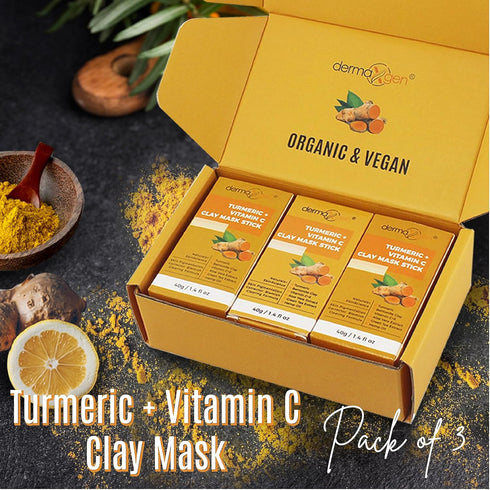 Turmeric Face Mask - Pure Organic Acne Treatment and Anti-Aging for Dull Skin Care, Set of 3