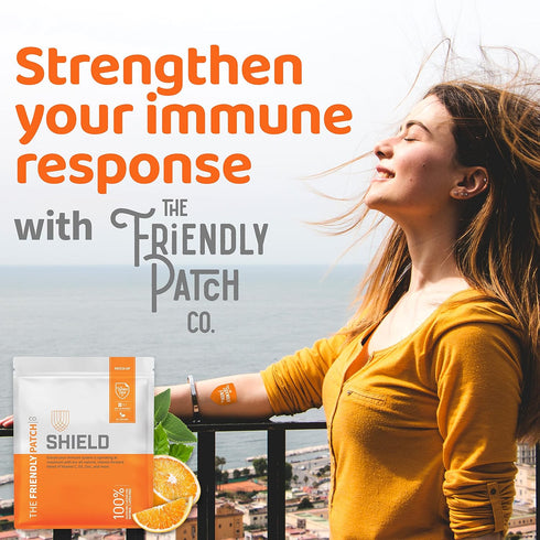 The Friendly Patch Shield Immunity Support Patch | Wearable Immune Boosters with Vitamin D3, C, Zinc | 28 Patches