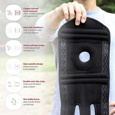KARM Plus Size Knee Brace for Women & Men, Adjustable Copper Support Brace for Meniscus Tear, Arthritis Pain