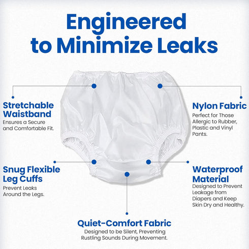 Waterproof Pull-On Unisex Incontinence Cover Pant. Leakproof-Washable - No Heat, Wear with Diaper, Guard Or Pad