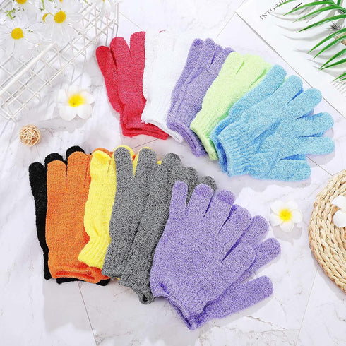Moukeren 20 Pcs Exfoliating Bath Gloves, 9 Colors Double Sided Shower Scrub Bathing Accessories for Women Men Spa