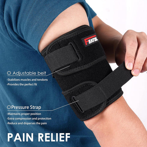 FEATOL Bicep Tendonitis Brace, Compression Sleeve Support for Upper Arm Pain Relief, Muscle Strains, Inflammation