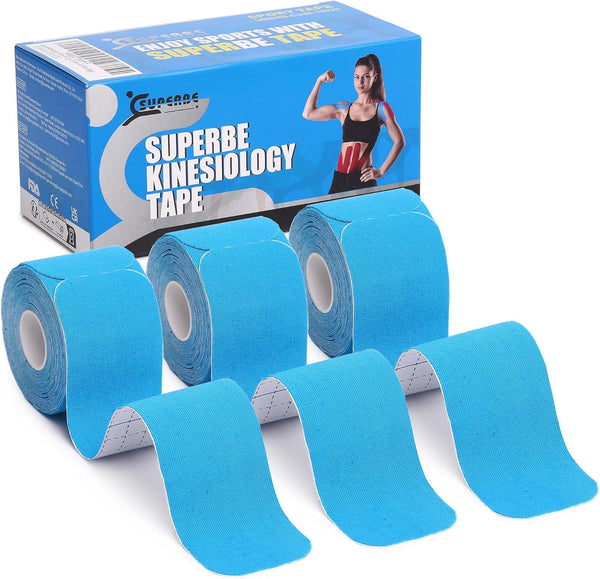 Precut Kinesiology Tape, 3 Rolls Pack, Elastic Sports Tape for Pain Relief, Muscle Support, Waterproof