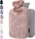 Qomfor Hot Water Bottle - with Soft Premium Fleece Cover - Dusky Pink,