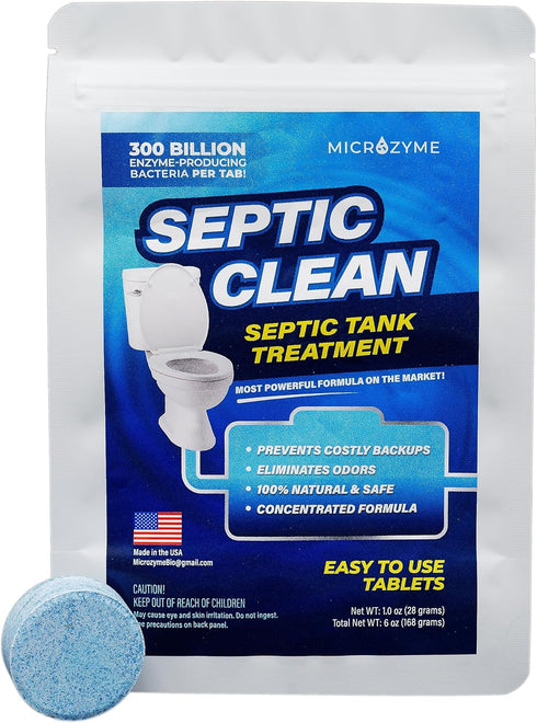 SEPTIC CLEAN | 6-month Supply of Septic Tank Cleaner Treatment Tablets with Bacteria for a Healthy Septic System