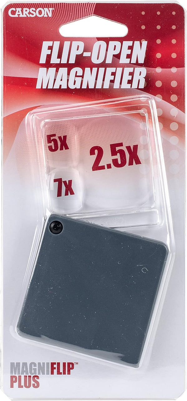 Carson MagniFlip Plus 2.5x/5x/7x Flip-Open Magnifier GN-44