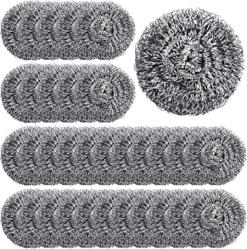 100 Pcs Stainless Steel Sponges, Scrubbing Scouring Pad for Kitchen and Household Surfaces