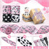 4 Rolls Cow Print Wired Ribbon, 24 Yard, 2.5 Inch, Pink Black and White Striped for DIY Crafts