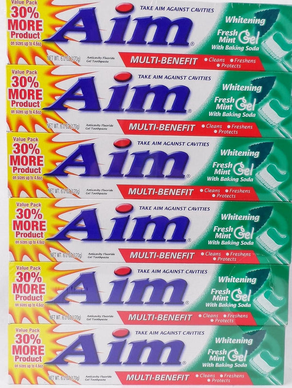Aim Toothpaste 6 oz Tube (Pack of 6) Fresh Mint Gel
