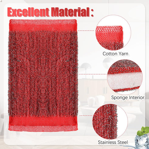 16 Pack Steel Dish Sponge Scrub Sponges, Non Scratch Kitchen Multipurpose Cleaning Sponges, Color Random
