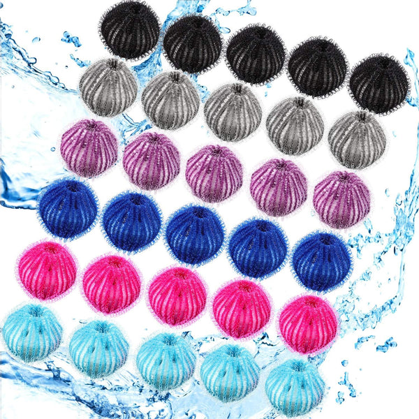 Blulu 30 Pieces Pet Hair Remover for Laundry - Reusable Dryer Balls, Lint Remover for Pet Hair (Light Blue, Blue, Grey,