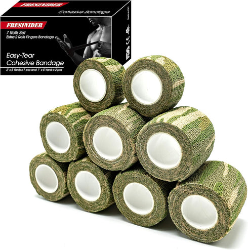 9 Rolls Self Adhesive Wrap Athletic Tape Gauze - Breathable Elastic Cohesive Bandage for Sports Injury & Pet (Forest