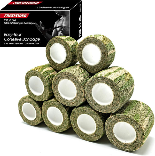 9 Rolls Self Adhesive Wrap Athletic Tape Gauze - Breathable Elastic Cohesive Bandage for Sports Injury & Pet (Forest