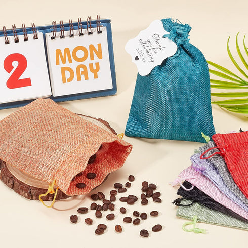 PH PandaHall 10pcs 5x7'' Burlap Bags with Drawstring - Advent Calendar Bag Gift Sachets, Jewelry Pouches, Sacks for