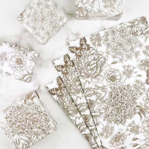 Bolsome 100 Sheets 20 * 14 Inches Vintage Floral Printed Tissue Paper for Gift Wrapping, Peonies, Hydrangea