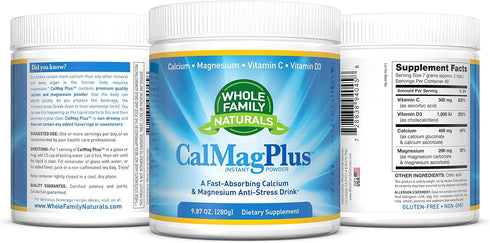 Calcium Magnesium Powder Supplement - CalMag Plus with Vitamin C & D3 - Natural Calm Cal Mag Drink - Gluten Free,