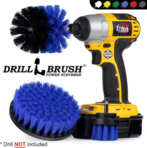 Kayak Cleaning Supplies Drill Brush Kit for Hull, Deck, Fiberglass, Carpet, and Seats