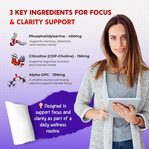 PEAKPURY All-in-1 150 Phosphatidylserine, Citicoline, Alpha-GPC & Uridine Supplement Supports Mental Clarity, Brain