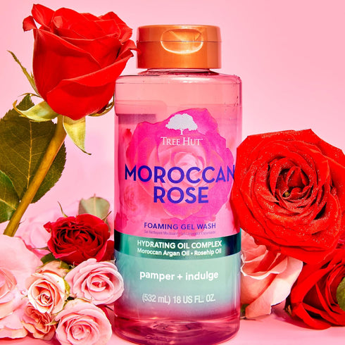 Tree Hut Moroccan Rose Nourishing Foaming Gel Wash, 18 oz, Moisturizing Hydrating