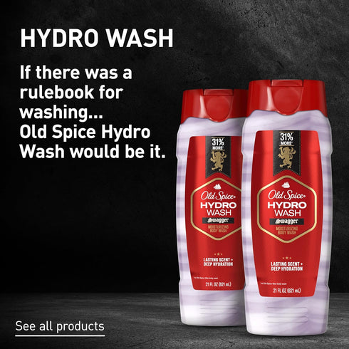Old Spice Body Wash for Men Moisturizing Hydro Wash, Swagger Scent, 21 oz, Two Pack