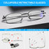 Reading Glasses Blue Light UV Blocking, Compact Foldable Readers with Soft Nose Pad, 2 Pack Black/Gunmetal