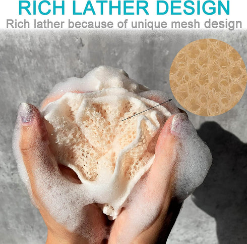 Super Exfoliating Home Spa Weave Loofah Shower Sponge Pouf Mesh Brush - Bath Spa Puff Scrubber Ball (Pack of 2)